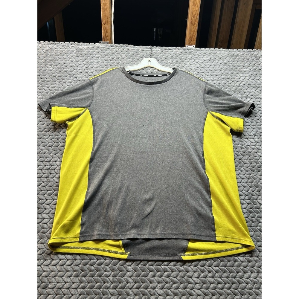 TG Running Performance Shirt Men's 2XL Gray Neon Yellow Athletic Moisture Wickin